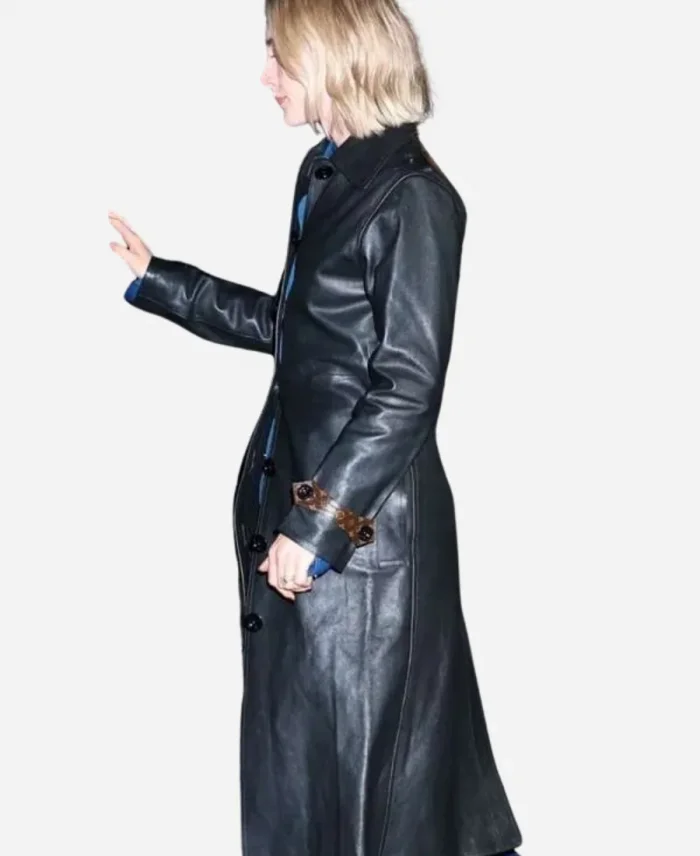 The Outrun 2024 Saoirse Ronan Black Leather Coat