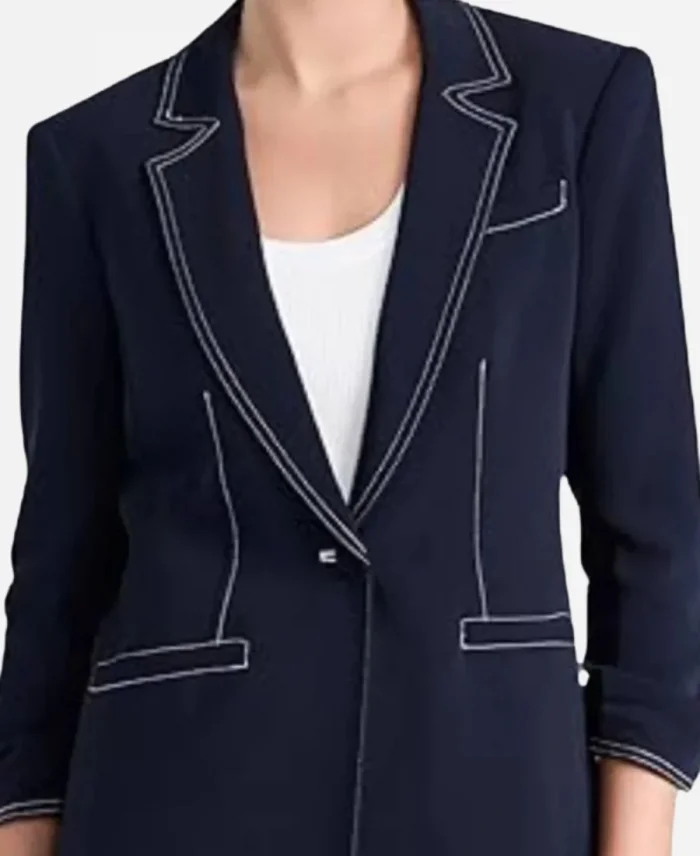 The Today Show 2025 Christine Romans Navy Blue Contrast Stitch Blazer