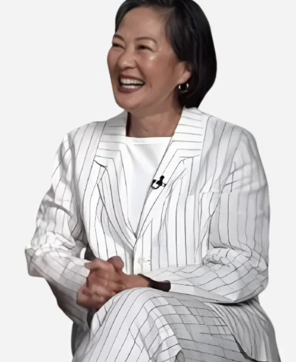 The Today Show 2025 Rosalind Chao White Pinstripe Suit