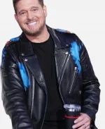 The Voice Season 27 Michael Bublé Black Leather Biker Jacket