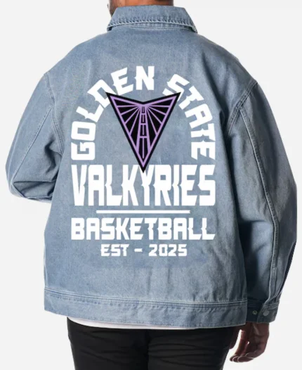 The Wild Collective Golden State Valkyries Blue Denim Jacket