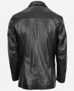 Three Button Leather Black Blazer For Men's