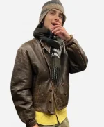 Timothee Chalamet 2025 Brown Leather Jacket