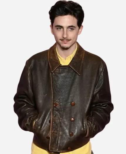 Timothee Chalamet 2025 Distressed Leather Jacket