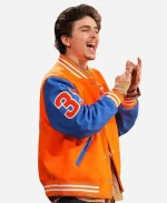 Timothée Chalamet Knicks NBA Playoffs Heart Varsity Jacket