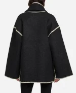 Toteme Embroidered Scarf Black Jacket Coat