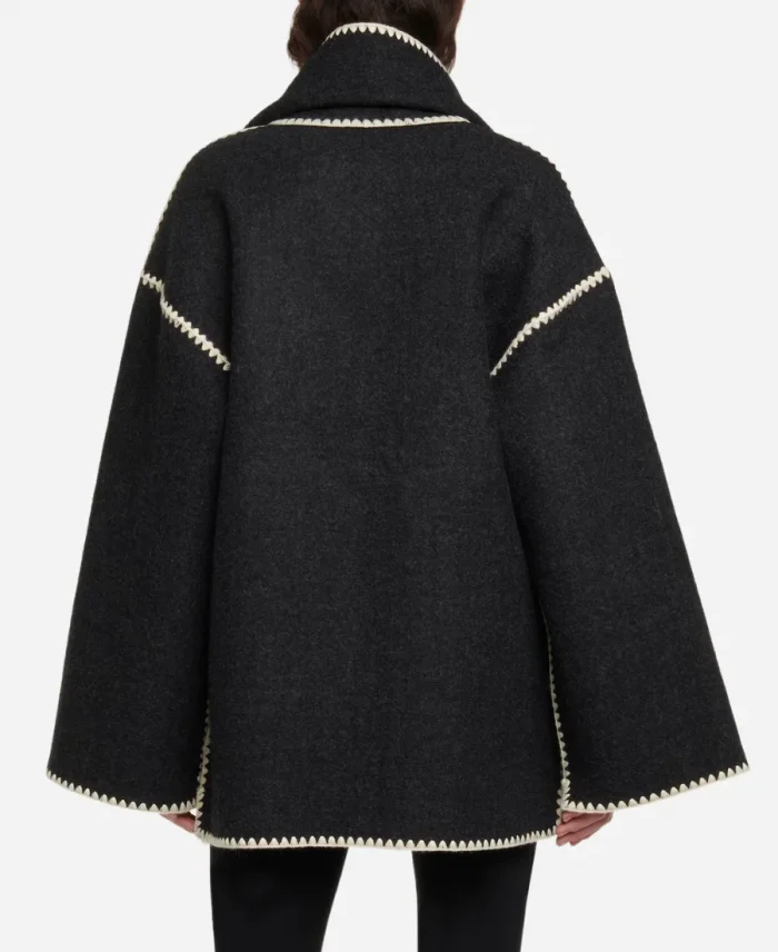 Toteme Embroidered Scarf Black Jacket Coat