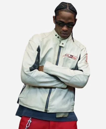 Travis Scott Barcelona Vs Real Madrid Dainese Leather Jacket