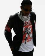 Travis Scott F1 Grand Prix of Miami 2025 Black Leather Jacket