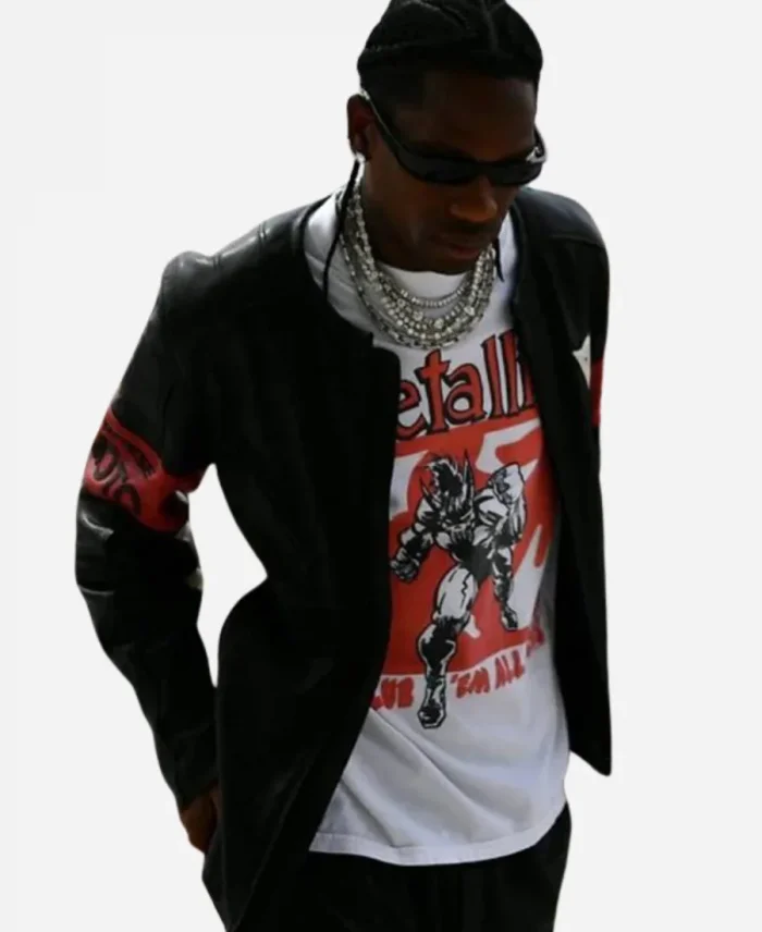 Travis Scott F1 Grand Prix of Miami 2025 Black Leather Jacket