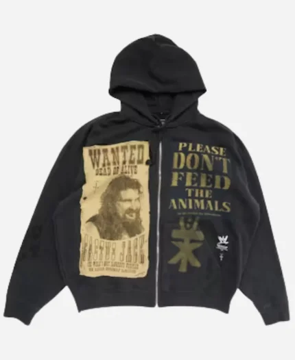 Travis Scott x WWE Double Cactus Jack Mick Foley Zip Black Hoodie