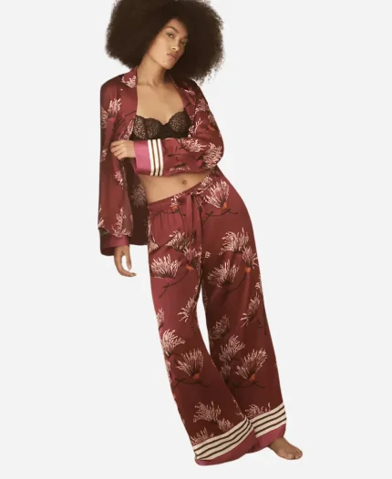 Tv Program Beyond the Gates Ashley Morgan Floral Red Pajamas