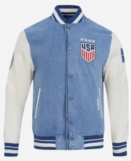 US Soccer 2025 Blue Denim Varsity Jacket
