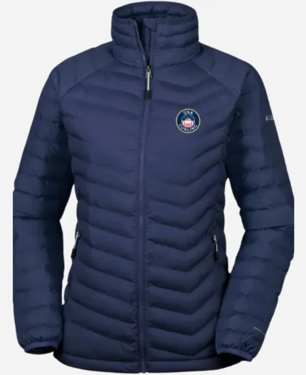 USA Curling Columbia 2025 Blue Quilted Jacket