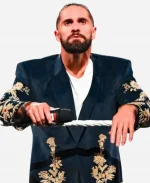 WWE RAW 2025 Seth Rollins Golden Peacock Long Coat