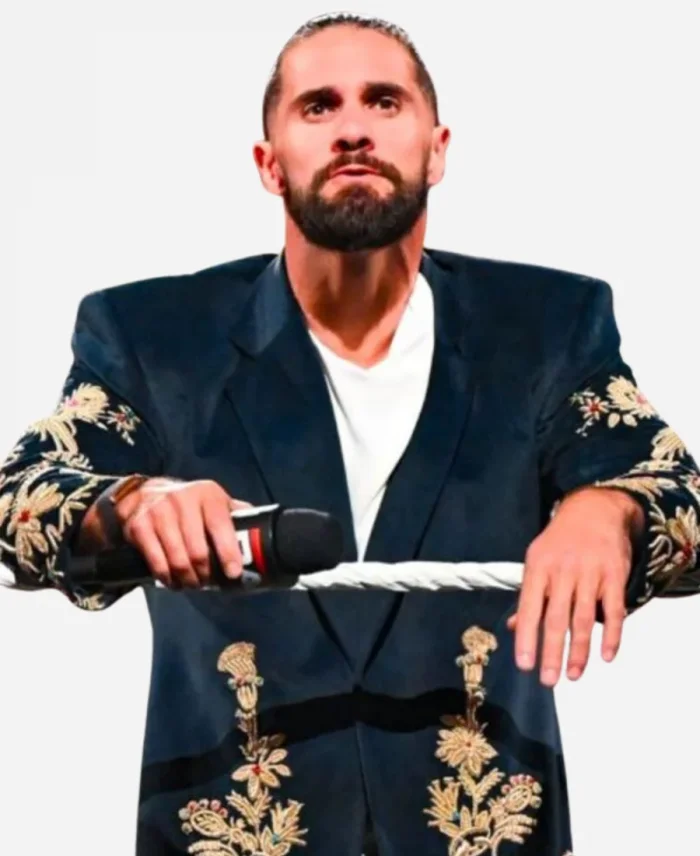 WWE RAW 2025 Seth Rollins Golden Peacock Long Coat