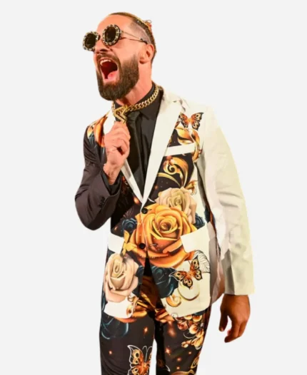 WWE SmackDown Seth Rollings White Floral Print Blazer