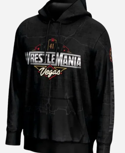 WWE WrestleMania 41 Unisex Black Neon Pullover Hoodie