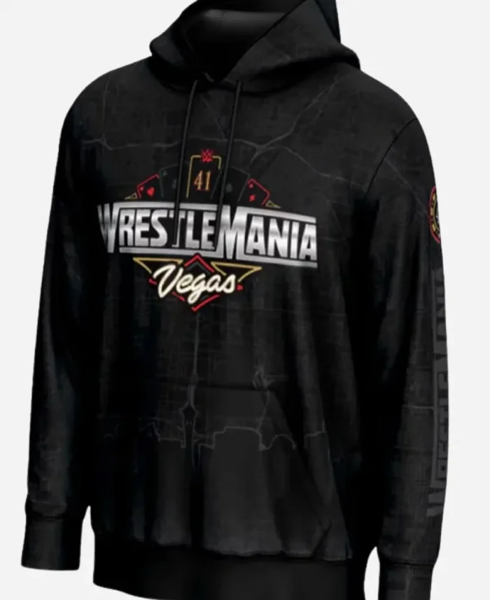 WWE WrestleMania 41 Unisex Black Neon Pullover Hoodie