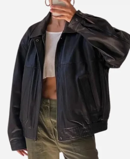 Womens 90s Vintage Oversized Leather Jacket