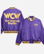 World Championship Wrestling 2025 Purple Satin Bomber Jacket For Unisex