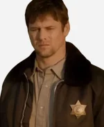 Zach Roerig Movie Day of Reckoning 2025 Sheriff John Dorsey Brown Shearling Jacket