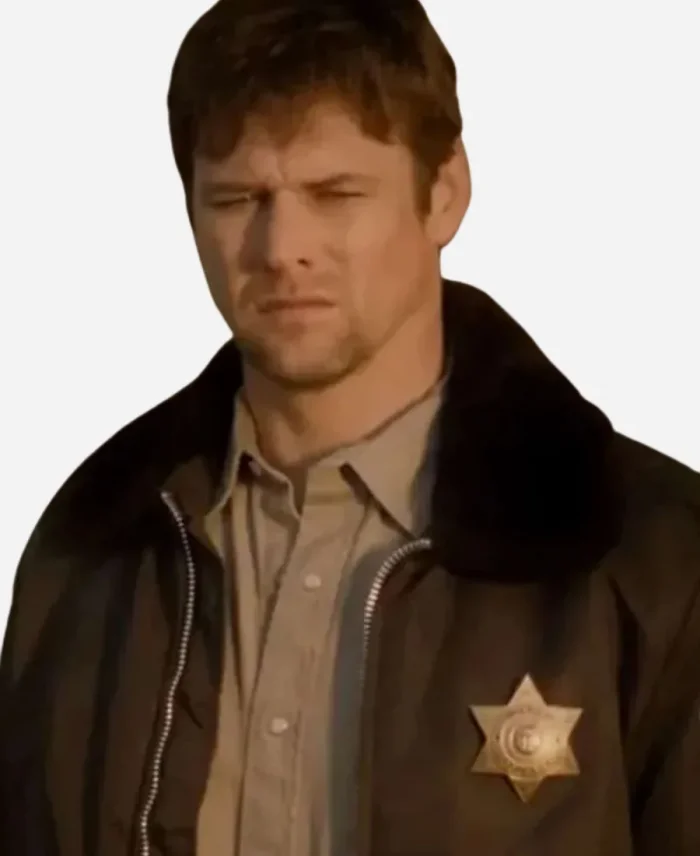 Zach Roerig Movie Day of Reckoning 2025 Sheriff John Dorsey Brown Shearling Jacket