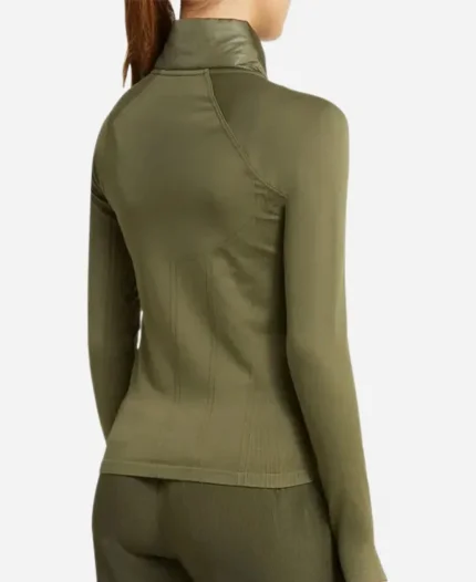 Zella Hybrid Quilted Green Jacket For Sale
