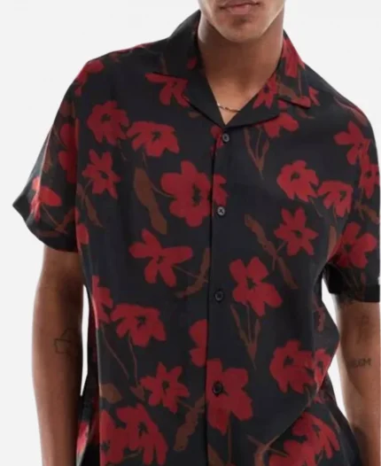 90 Day Hunt For Love Usman “Sojaboy” Umar Black & Red Floral Print Shirt