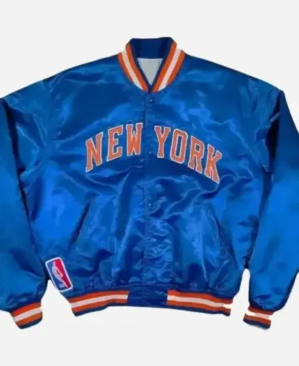 90’s New York Knicks Blue Satin Varsity Jacket