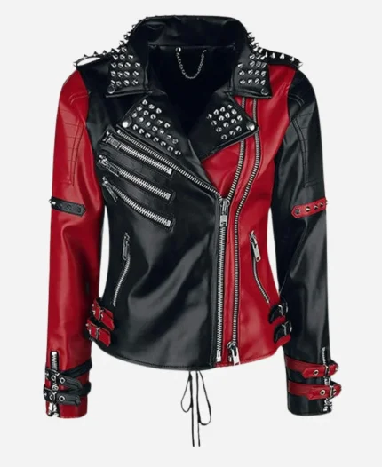 AEW Collision Homecoming 2025 Toni Storm Black and Red Cropped Biker Leather Jacket