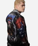 AEW Double or Nothing 2025 Universal Champion Cody Rhodes Black Bomber Jacket