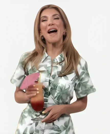 Access Daily 2025 Adrianna Costa Green Leaf Print Belted Romper
