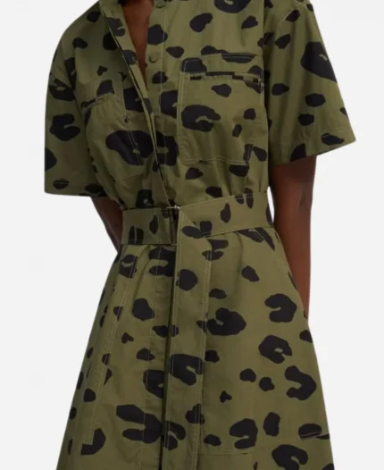 Access Hollywood 2025 Zuri Hall Olive Green Leopard Print Shirt Dress