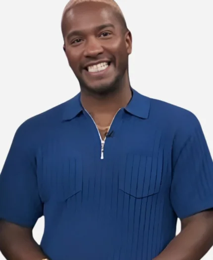 Access Hollywood Scott Evans Blue Knit Polo Shirt