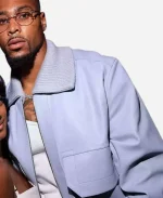 Afterparty Met Gala 2025 Jonathan Owens Blue Bomber Leather Jacket
