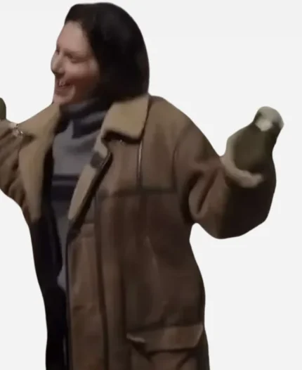 Agnes Sorry, Baby 2025 Eva Victor Shearling Brown Leather Jacket