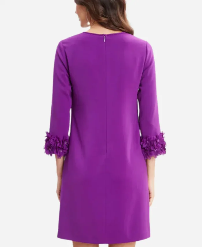 Alison Triessl Access Daily Purple Floral Applique Sleeve Dress