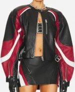 Alix Earle Revolve Festival 2025 Black and Red Leather Jacket