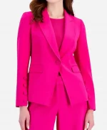 America Reports 2025 Gillian Turner Pink Single Buttoned Blazer