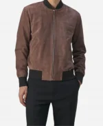American Actor Jason Ralph 2025 Brown Suede Leather Bomber Jacket