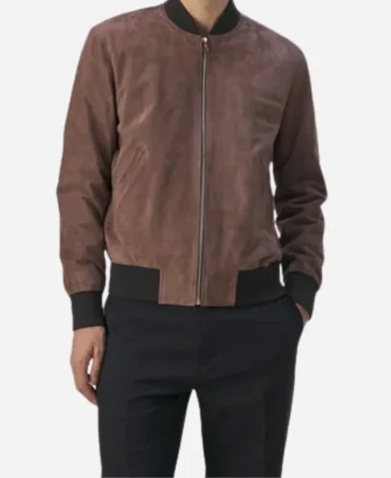 American Actor Jason Ralph 2025 Brown Suede Leather Bomber Jacket