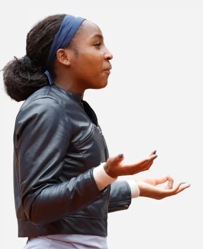 American Tennis Player Coco Gauff Leather Black Jacket