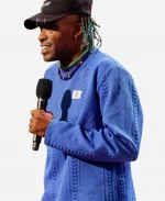 Americas Got Talent S20 Maceo Harrison Blue Cable Knit Sweater