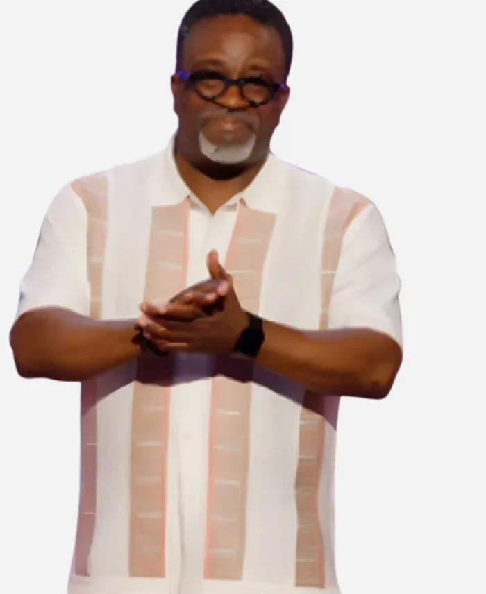 Americas Got Talent S20 White & Pink Printed Striped Shirt