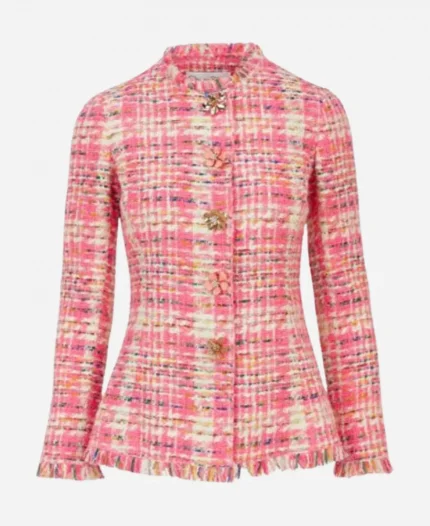 America’s Newsroom 2025 Dana Perino Pink Tweed Plaid Jacket
