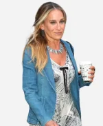 And Just Like That Season 03 Sarah Jessica Parker Blue Denim Blazer
