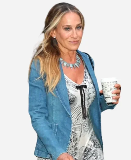 And Just Like That Season 03 Sarah Jessica Parker Blue Denim Blazer