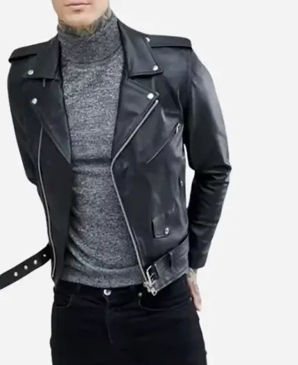 Andrew MacInnes TV Series An t-Eilean 2025 Calum Mac’Illeathain Black Biker Leather Jacket