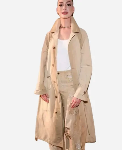 Anne Hathaway New York City Fashion Show 2025 Khaki Trench Coat